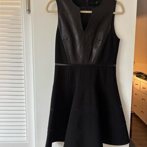Tibi Black Leather Mini Dress